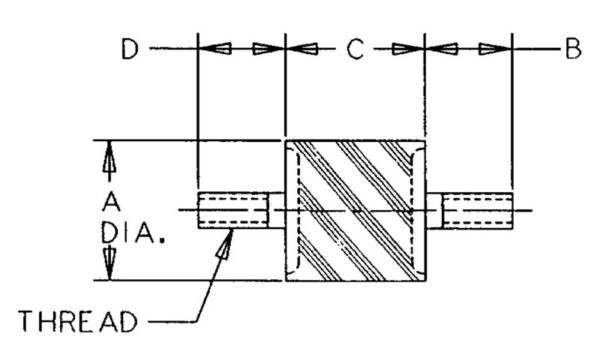 VMA-2008A Sandwich Mounts Metric Thread Type 1 - Image 2